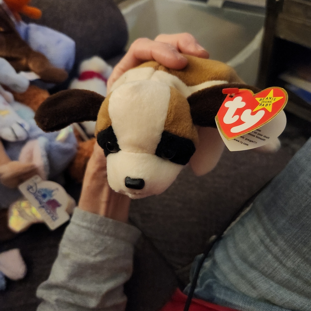 Ty Brown and White Dog Plush Toy